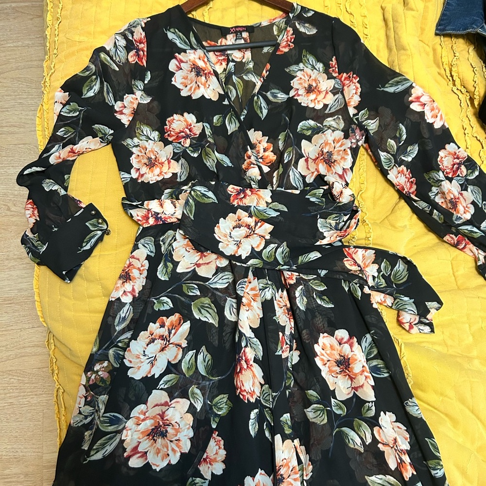 Floral Black Wrap Sheer Maxi Dress